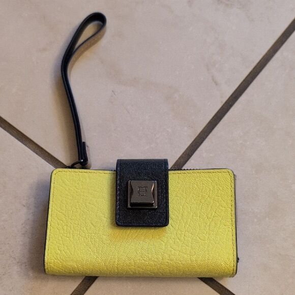 OH By Joy Gryson Wallet Wristlet Yellow Leather - Picture 2 of 10